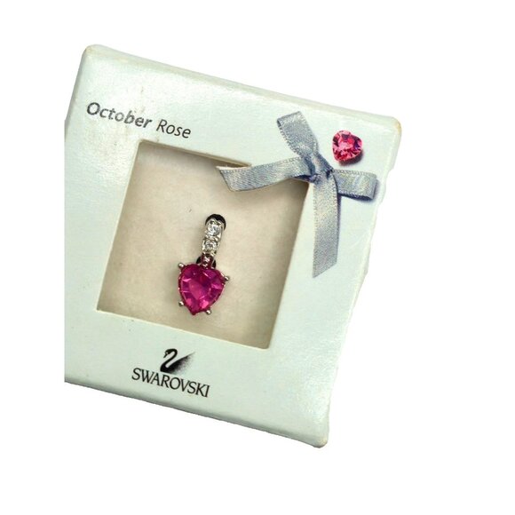 Retired Swarovski October Rose Pendant Pink Crystal Heart NEW in box - Picture 1 of 6